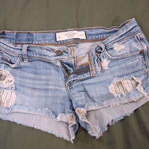 Abercrombie & Fitch Blue Jean Shorts Distressed Cut-Off